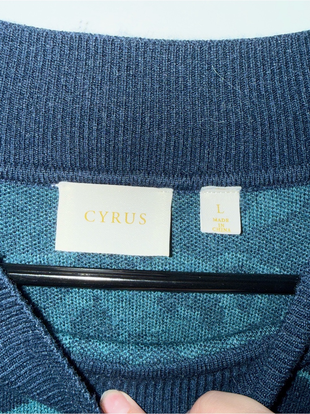 Cyrus Teal Floral Crewneck Sweater on Navy Base - Picture 2 of 3